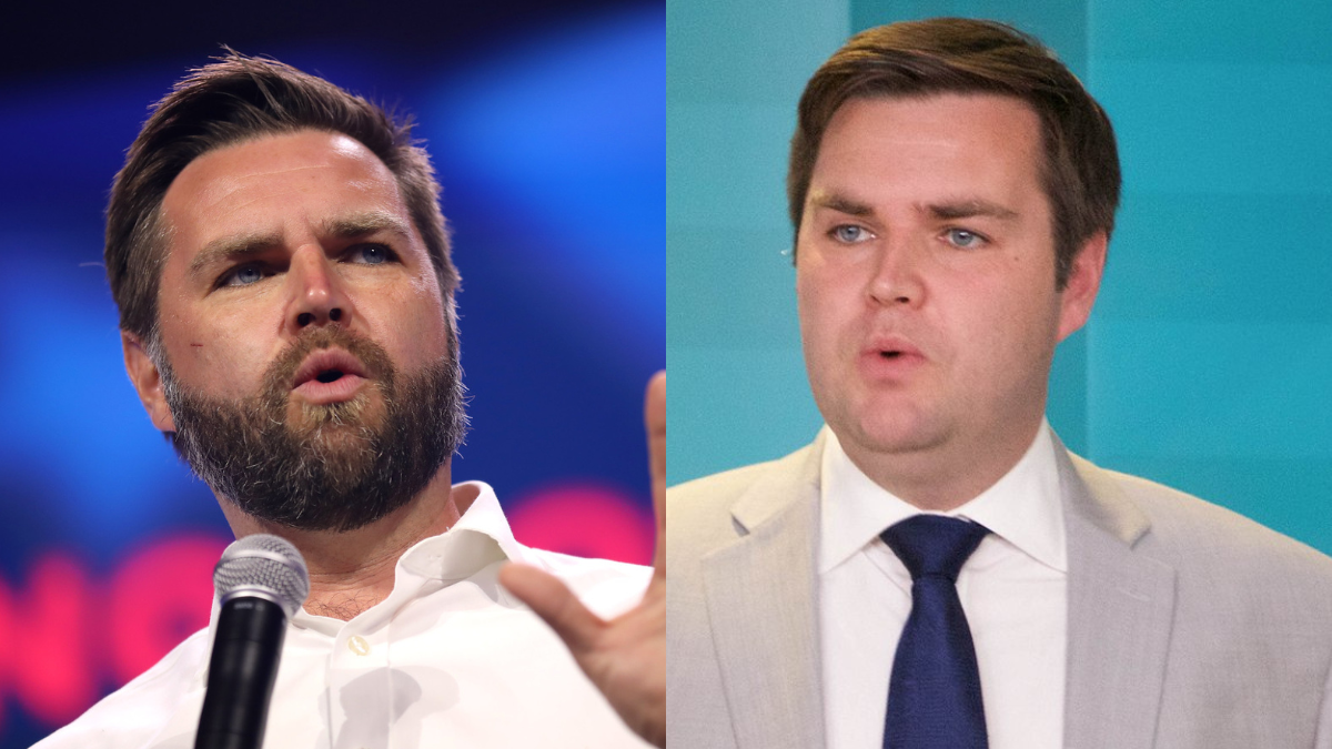 side by side comparison of J.D. Vance with and without a beard